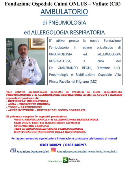 Ambulatorio di Pneumologia  a Allergologia Respiratoria Dr Gianfranco Beghi